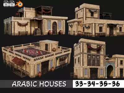 33-36 - Arabic Houses 4K Low-poly 3D model