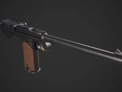 Borchardt C93 Pistol Low-poly 3D model