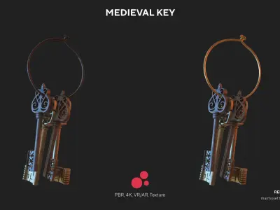 Medieval Keys Set 03 AR low-poly 3D model Low-poly 3D model