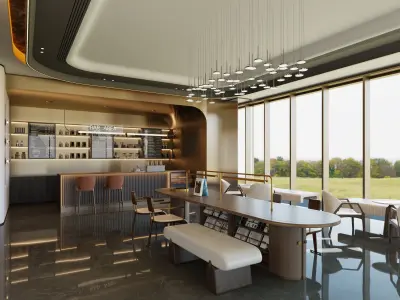 Luxury Water Bar Lounge Area 3D Interior Scene 3D model