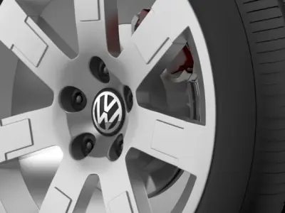 VW Polo Blue UK 2010 wheel 3D model