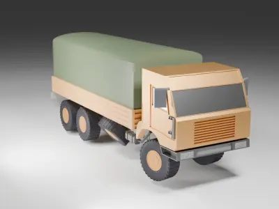  low poly military truck Low-poly 3D model