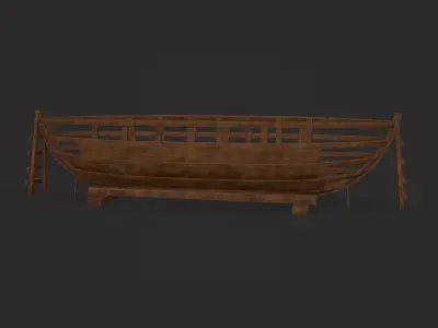 Half Built Viking Boat Low-poly 3D model