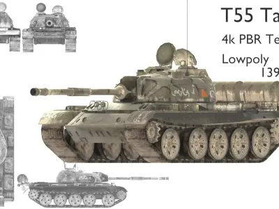 Tank-T55 toy tank Low-poly 3D model