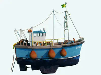 Fishing Boat Stylized Low-poly 3D model