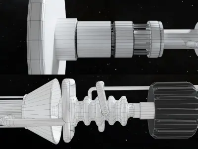 MEGA drive spaceship model Low-poly 3D model