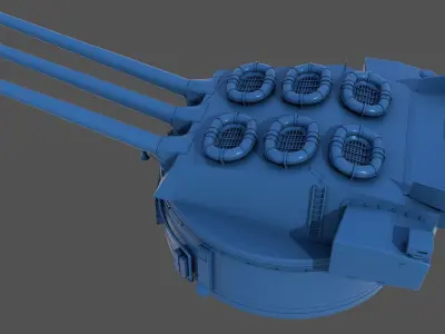 381mm WW2 Italian turret n3 - Commercial license - 1-200 scale 3D print model