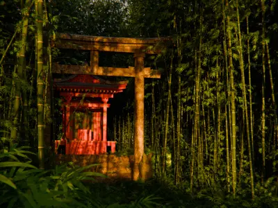 Bamboo Forest Shrine 3d Scene 3D model