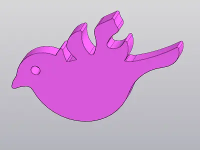 Bird with a wing-leaf Keychain Free 3D print model