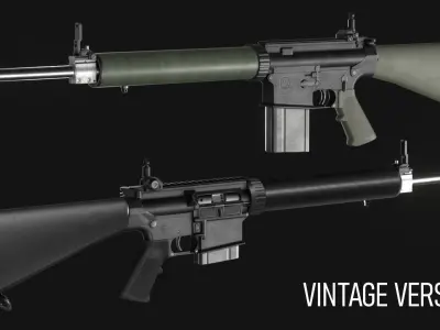Armalite AR-10T Battle Rifle Pack - Game Asset Low-poly 3D model