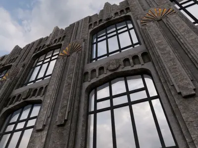 art deco facade 3D model