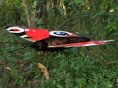 beautiful peacock butterfly Low-poly 3D model