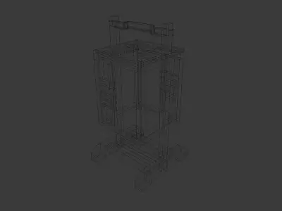 Japanese Wood Lamp Low-poly 3D model