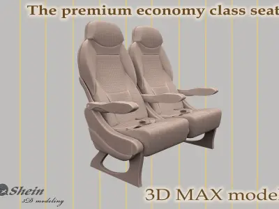 The premium economy class seat 3D model