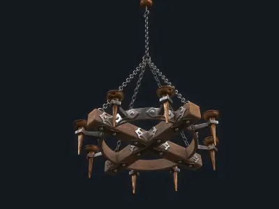 Medieval Chandelier 1 Low-poly 3D model