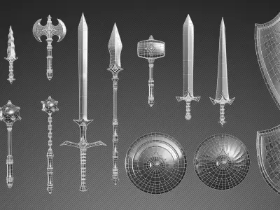 Fantasy Weapons Low-poly 3D model