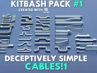 Simple Greeble Cable Kitbash Free 3D model