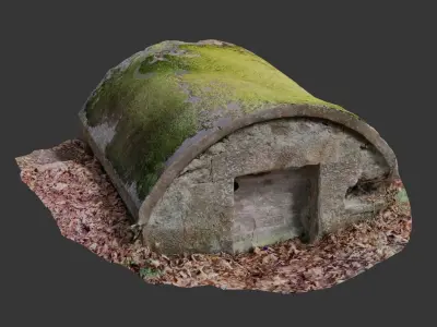 Old World War 2 Bunker Photoscan Low-poly 3D model