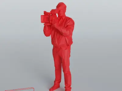 Camera man 03 - Low Poly printable Low-poly 3D model