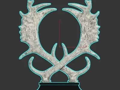 decorate trophy with antlers 3D model