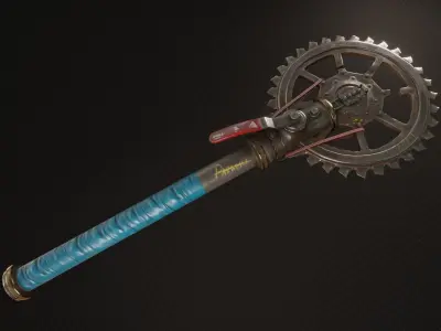 Cogwheel Axe Low-poly 3D model