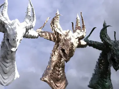 Horned Drake Head Sculpt 3  3D model