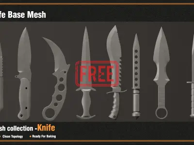 22 Knife Base Mesh- vol 4 - Game Ready Free low-poly 3D model