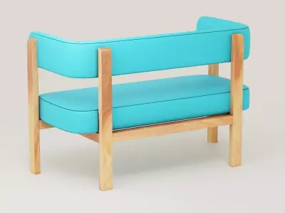 Comfort Wood Sofa Free low-poly 3D model