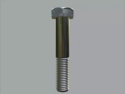 Steel Stained Hex M12 Precision Bolt with 4K PBR Textures 3D model