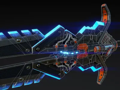 GunBlade futuristic weapon Low-poly 3D model