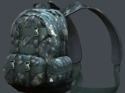 Backpack military combat Black baggage  Low-poly 3D model buy