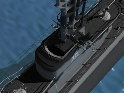 Balao Class Submarine SS347 USS Cubera VHP 3D model