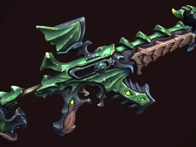 Temple assault rifle Low-poly 3D model