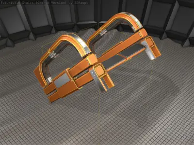 Sci-Fi Stairs - 2 - Orange Version Low-poly 3D model