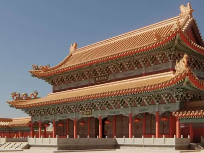 Asian Modular Temple Low-poly 3D model