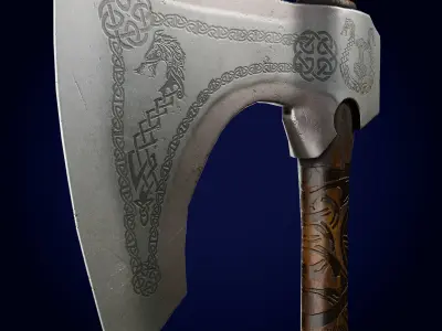 One Handed Viking Axes Free low-poly 3D model