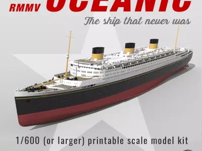 Print ready OCEANIC White Star Line mega ocean liner 1-600 kit 3D print model