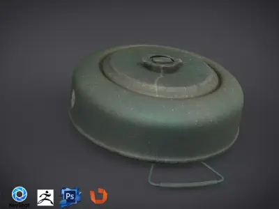 WW1 Realistic land mine Low-Rez with realistic texture 3D model Low-poly 3D model