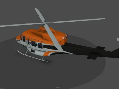 Bell 412 Helicopter low poly game and VR ready Low-poly 3D model