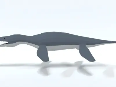 Low Poly Cartoon Liopleurodon Low-poly 3D model