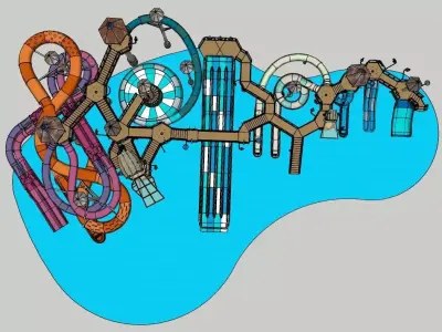 Water Park Slide Complex 13 3D model