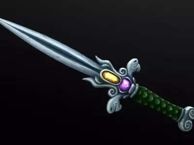 Dagger stylized hand-painted Low-poly 3D model