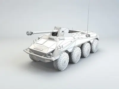 Low Poly SdKfz 234 4 Pakwagen Low-poly 3D model