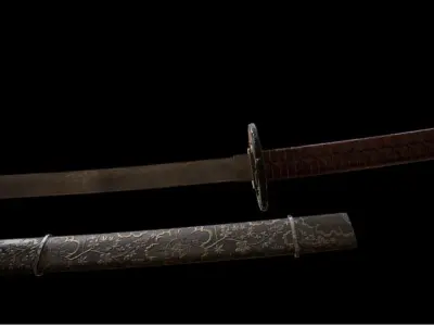Damascus Steel Katana 3D model