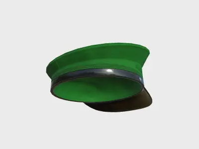 Police Cap 03 Green - Military Character Design Fashion Low-poly 3D model