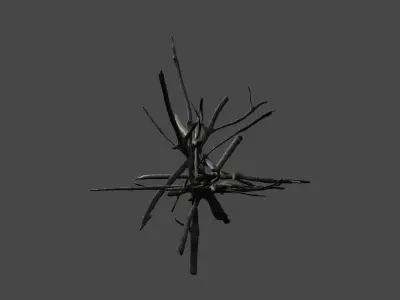 PBR bark ball scatter sticks heap Low-poly 3D model