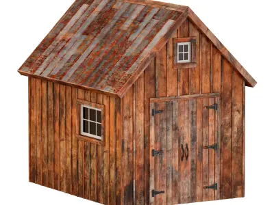 Wooden forest house construction barn gatehouse 3D model