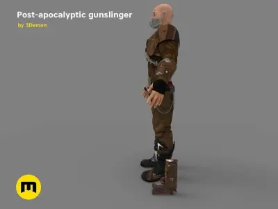 The Gunslinger - post-apocalyptic Warrior Low-poly 3D model