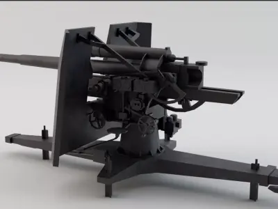 88 Flak Gun WW2 Game-Ready Low-poly 3D model