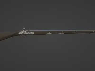 1720 Flintlock Long Rifle Low-poly 3D model